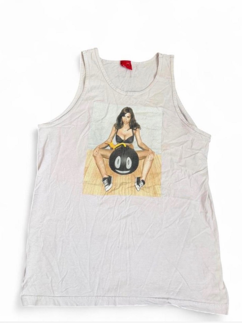 Visual mans Graphic White Tank Top size medium
